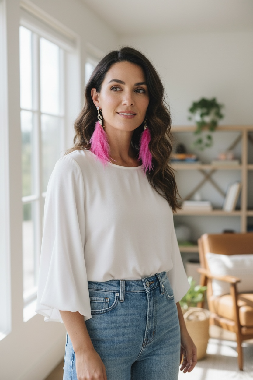 A Rare Bird Flamingo Feather Earrings