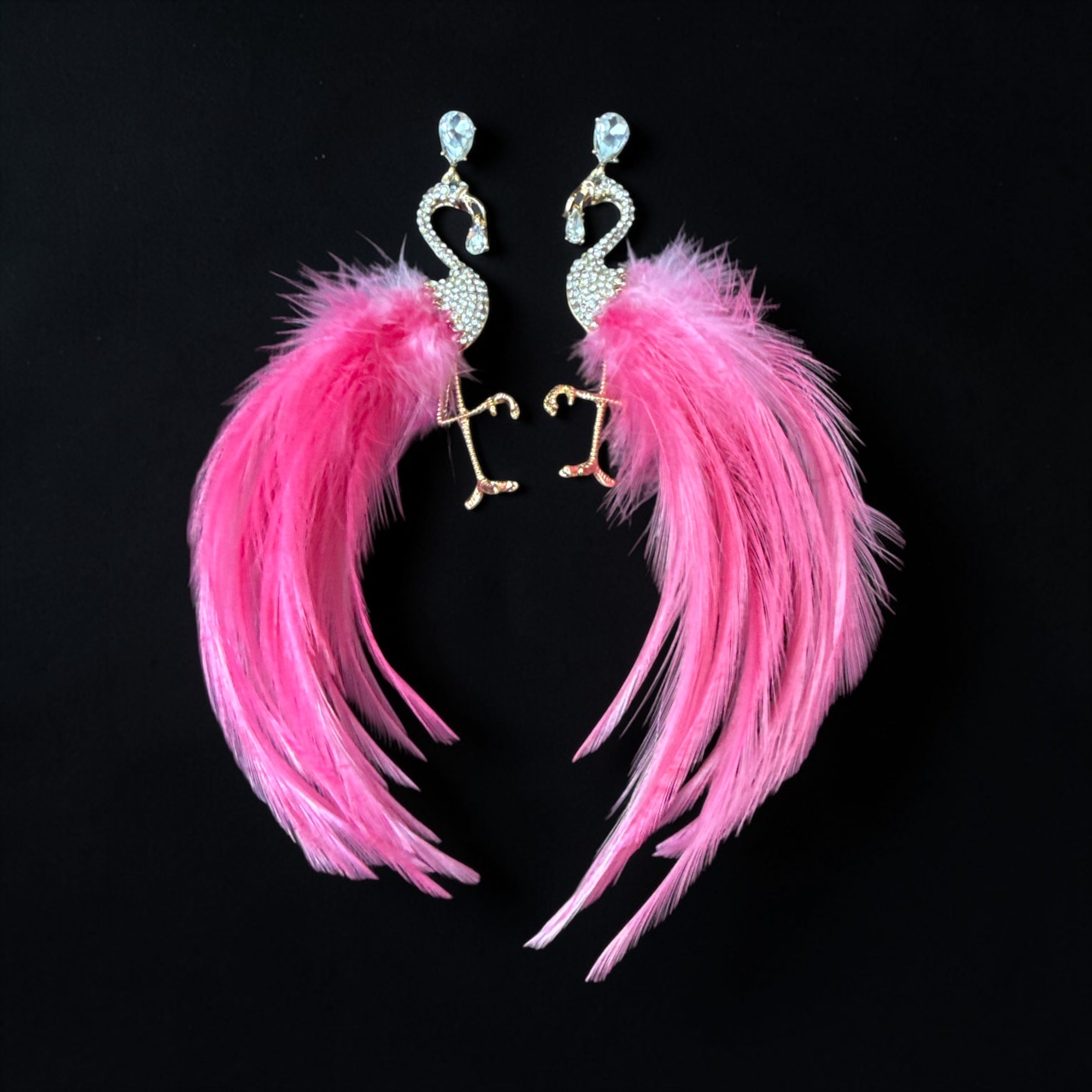 A Rare Bird Flamingo Feather Earrings
