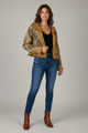 Paper Lace Mustard Quilted Peace-Sign Fringe Jacket