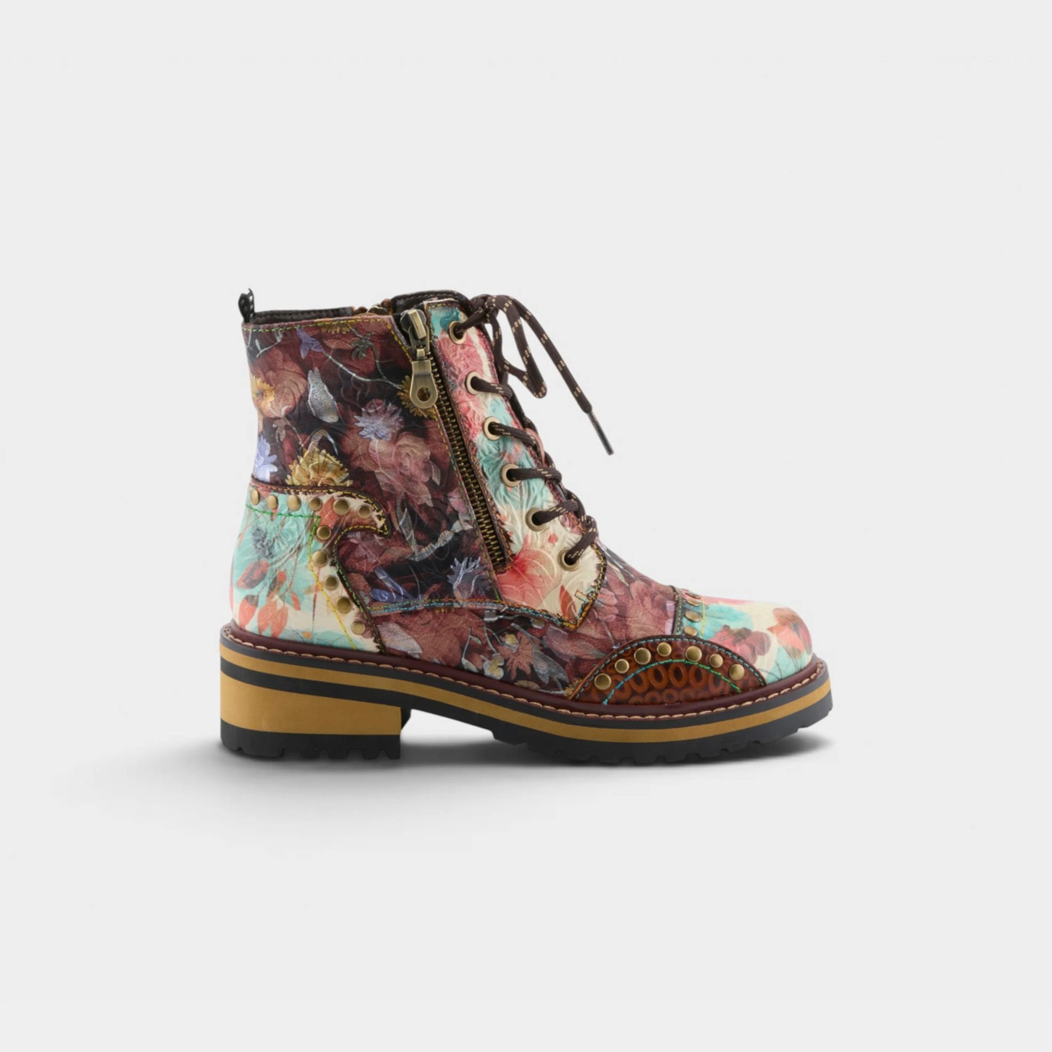 L'Artiste Rugup-Flower floral studded ankle boot alternate side view