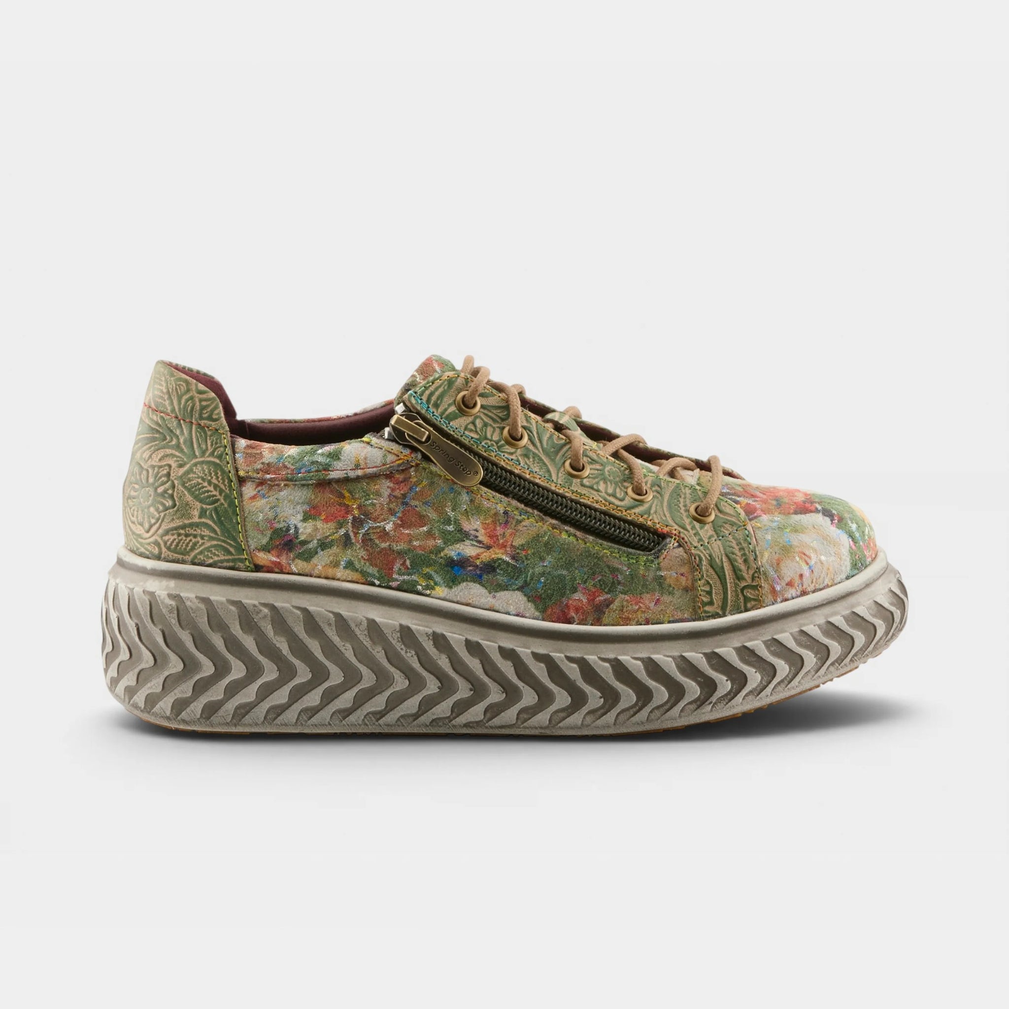 L'Artiste Tiretread olive multi platform sneaker alternate angle
