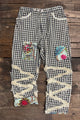 Jaded Gypsy Traveling On Pants in Black Gingham - gingham pants with patchwork and macramé lace detail