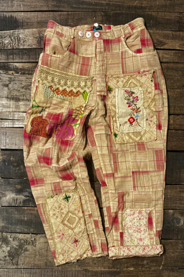 Jaded Gypsy Traveling On Pants - Magenta Plaid