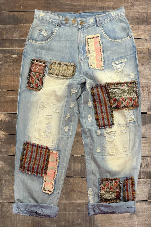 Jaded Gypsy Peace and Love Jeans - Patched