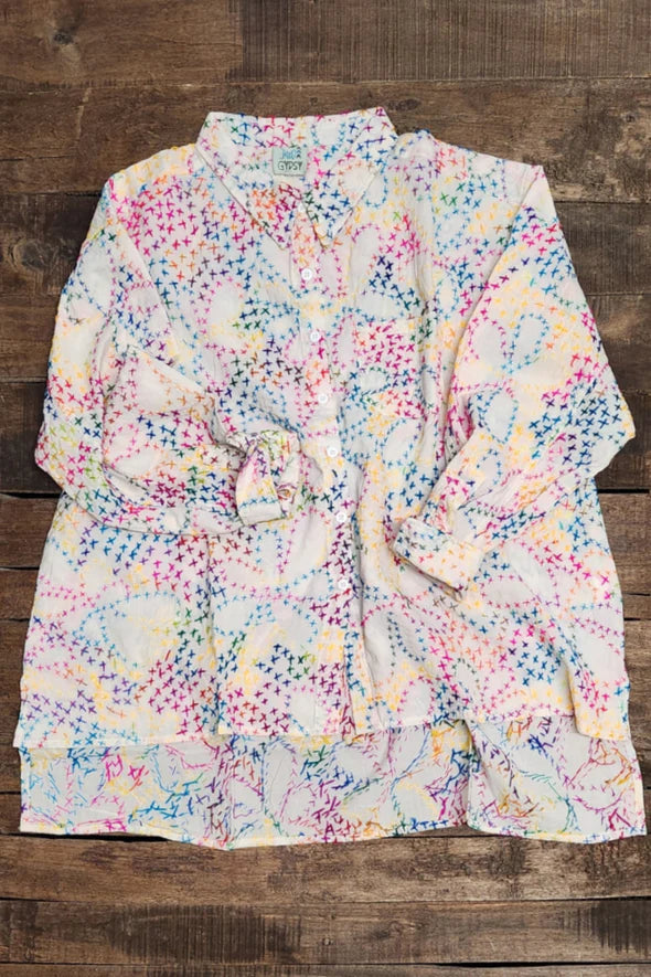 Jaded Gypsy Splash Of Color Embroidered Top - Sunshine