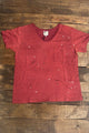 Jaded Gypsy Moon Dance V-Neck Tee - Wine Splatter