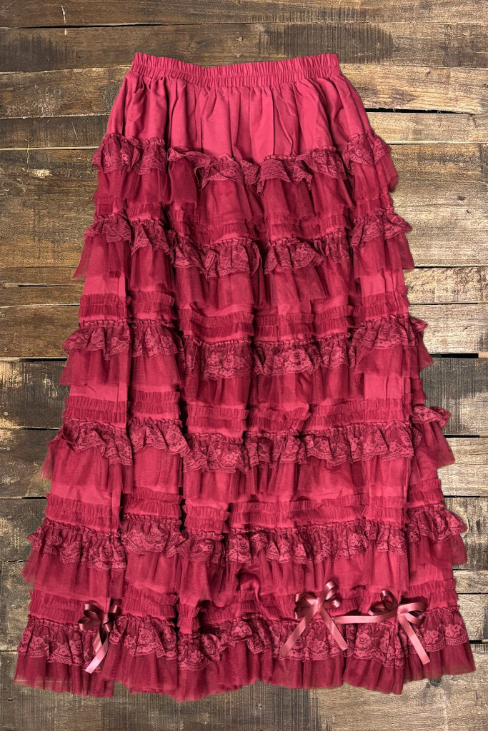 Jaded Gypsy Victorian Romance Skirt - Cranberry