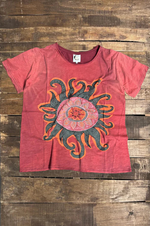 Jaded Gypsy Moon Dance Tee - Wine Solar Burst