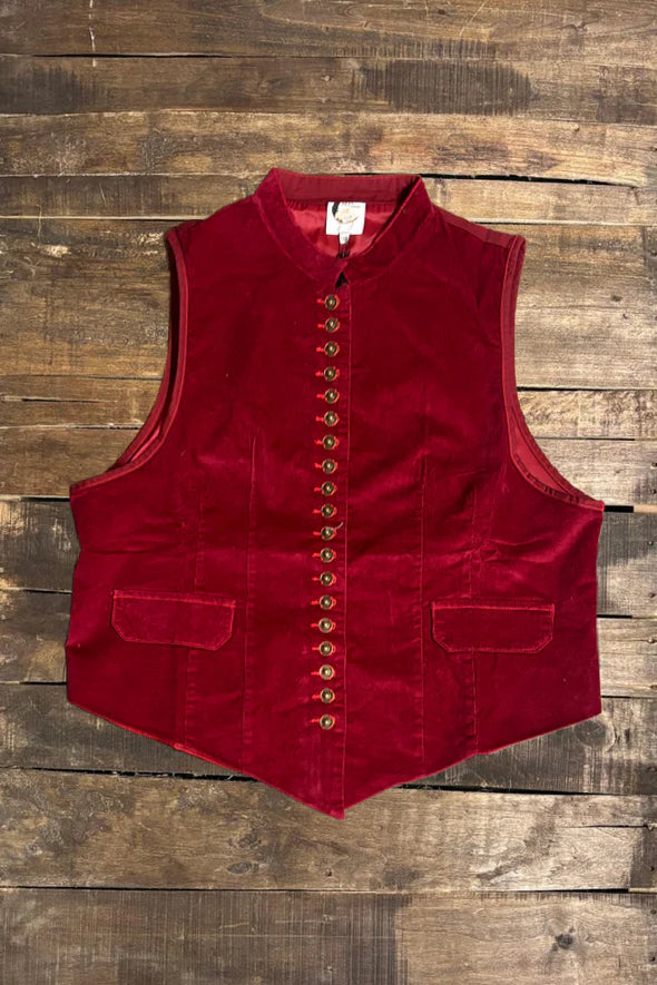 Jaded Gypsy Mesmerized Vest-Scarlet Corduroy-