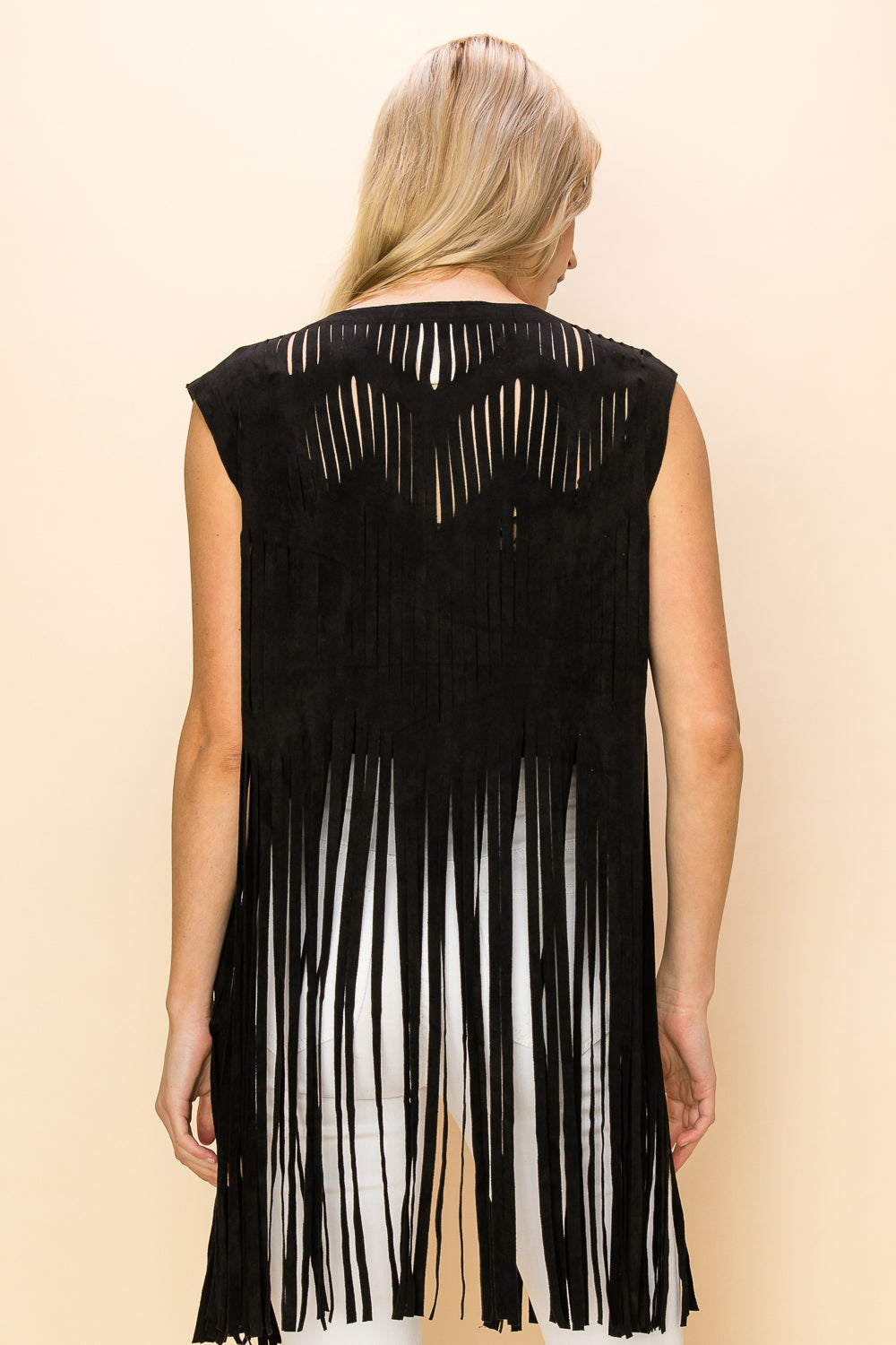 Vocal Suede Laser Cut Rhinestone Vest