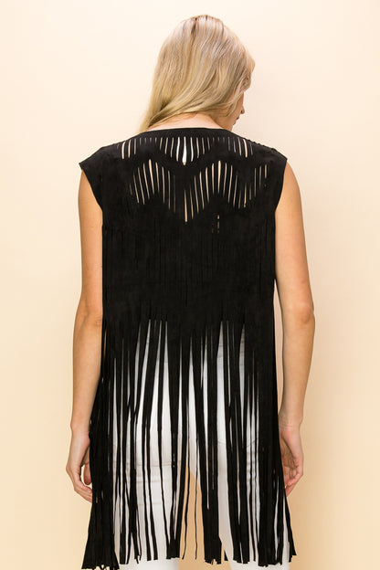 Vocal Suede Laser Cut Rhinestone Vest