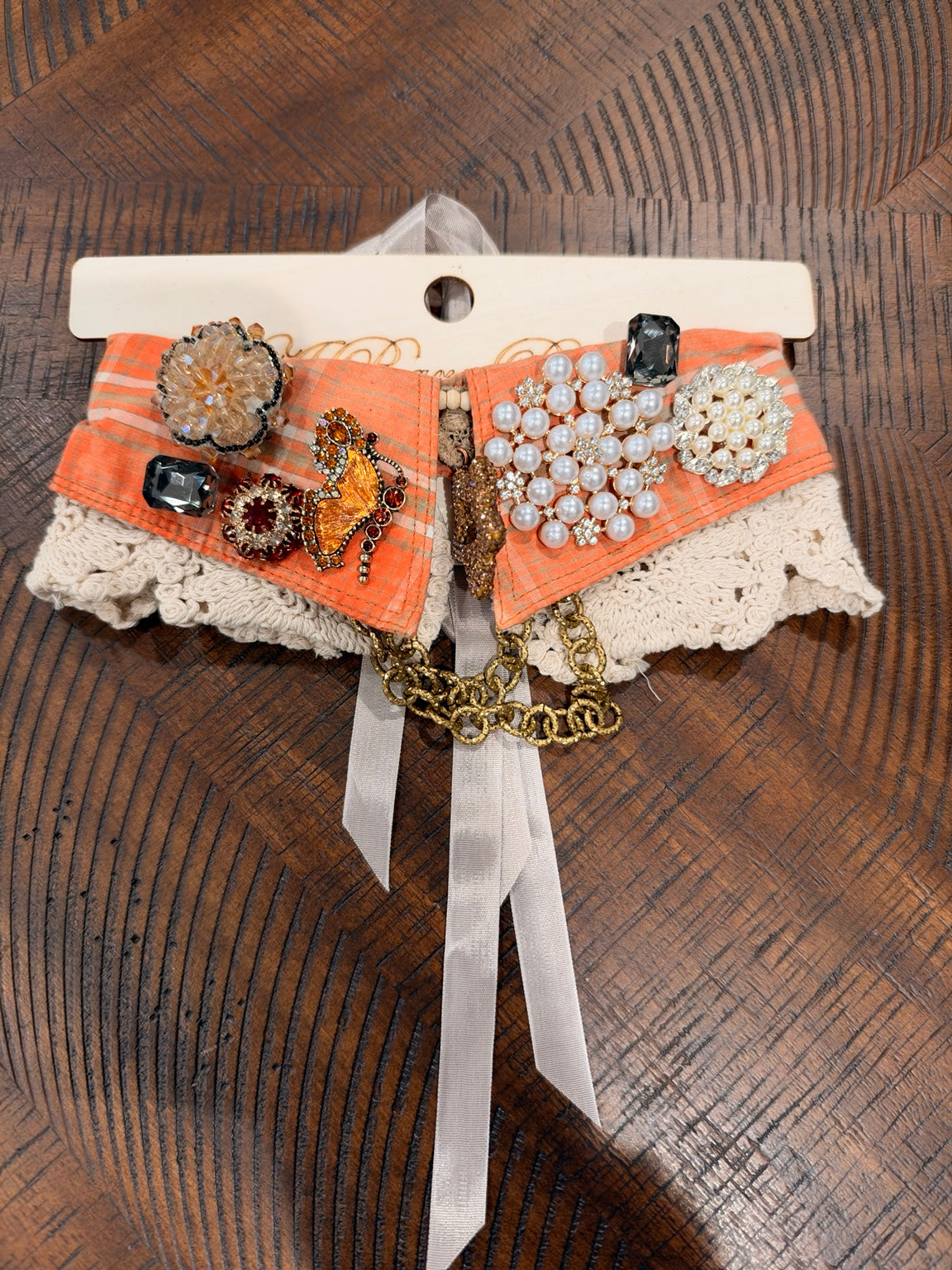 A Rare Bird embellished collar necklace — Coral Butterfly Glow