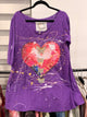 Purple Painted Soul tee with heart, paint splatters and sparkling butterflies