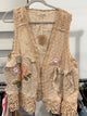 A Rare Bird Pocket Full of Posies Vest front with lace pockets and pink butterflies