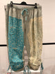 A Rare Bird women's turquoise star and striped patchwork pants with tie hems, front view