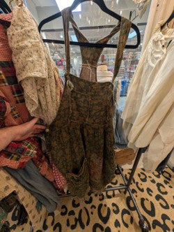 Jaded Gypsy Prairie Views Overalls Sage - olive tapestry overall dress