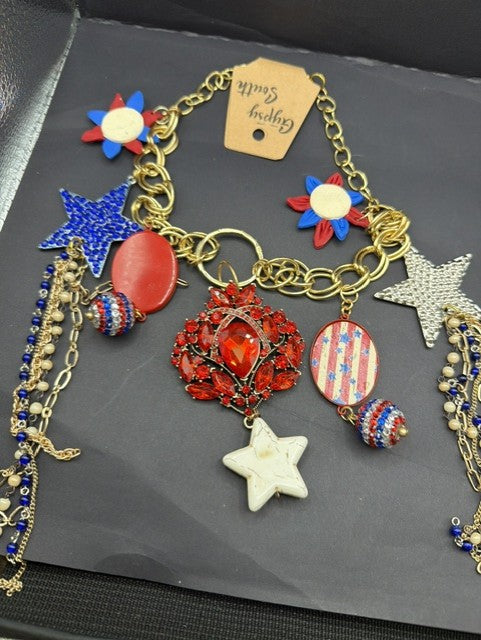 Pre-Order Gypsy South red white blue charm necklace