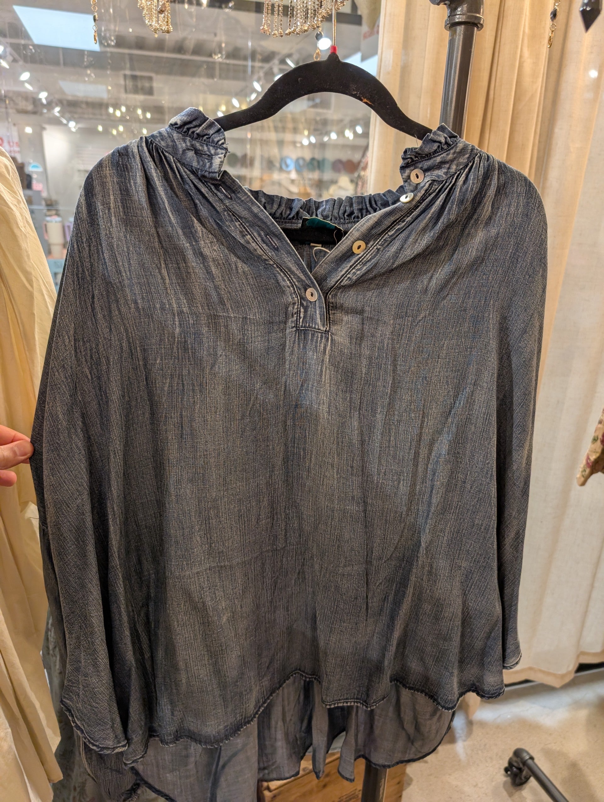 Jaded Gypsy Wander Softly Top in Denim chambray