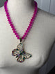 Alice Pink Strand Necklace with Butterfly