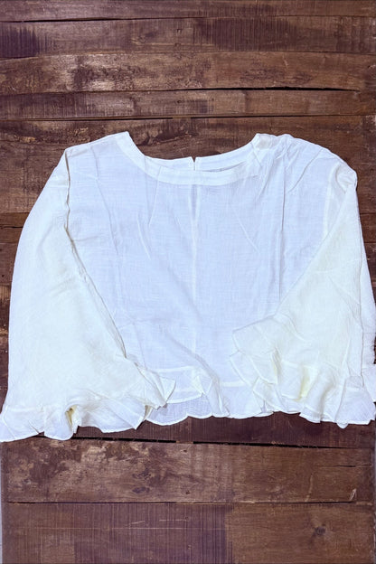 Jaded Gypsy Blooming Grace Top in Parchment, front view