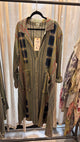 Jaded Gypsy Bluebird Waltz Duster Stripe with multicolored stripes, plaid patches and large pockets