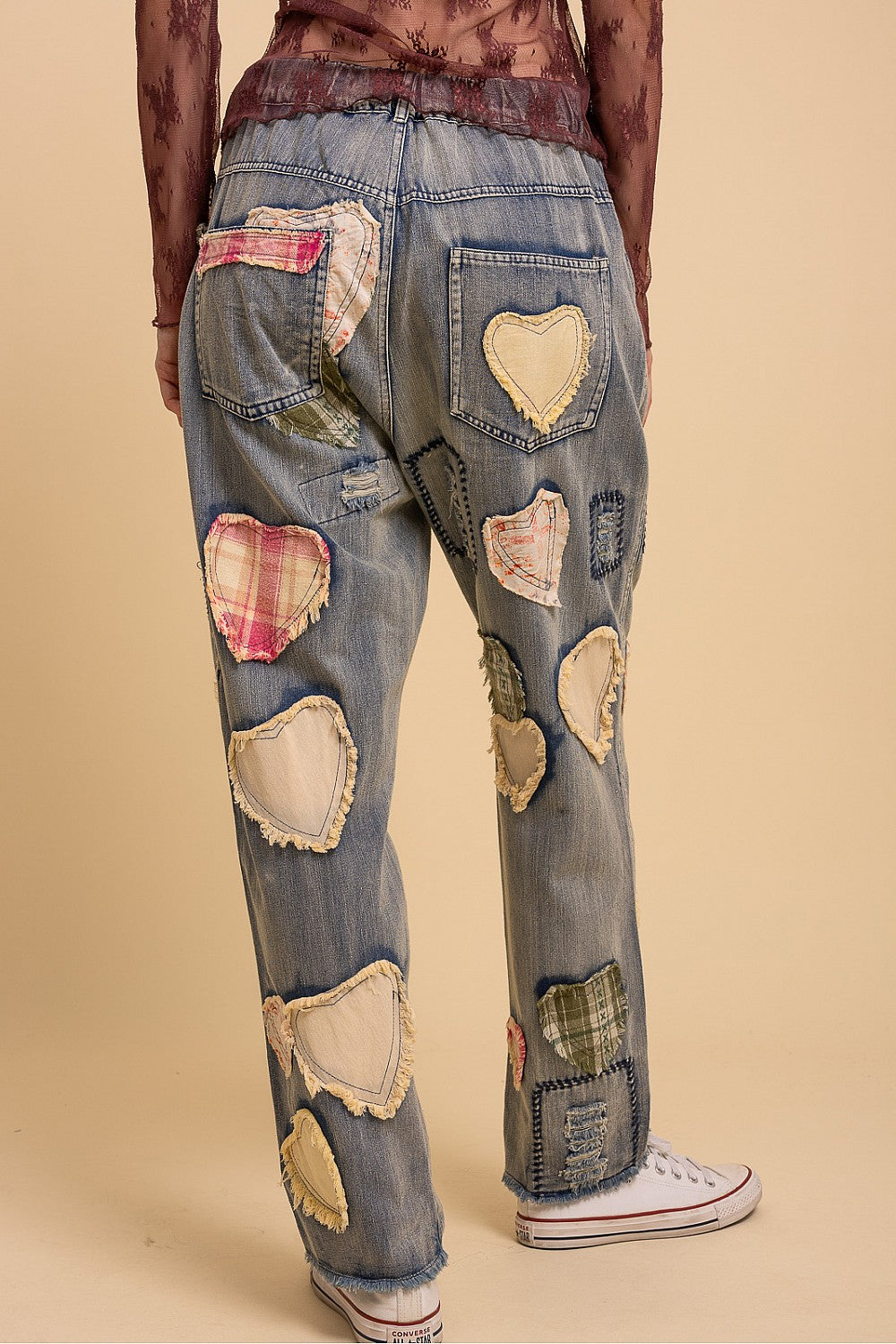 BlueVelvet Multi Patchwork Washed Denim Pants