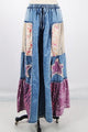 BLUE VELVET MULTI COLOR PATCH WIDE LEG WASHED DEINM