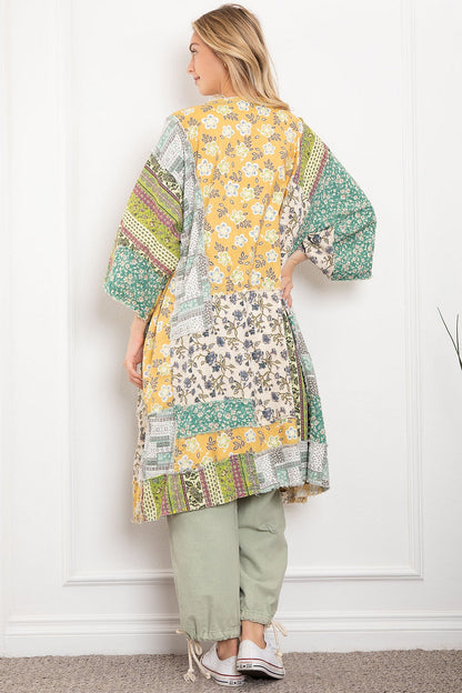 Blue Velvet  Multi Blocked Duster Jacket