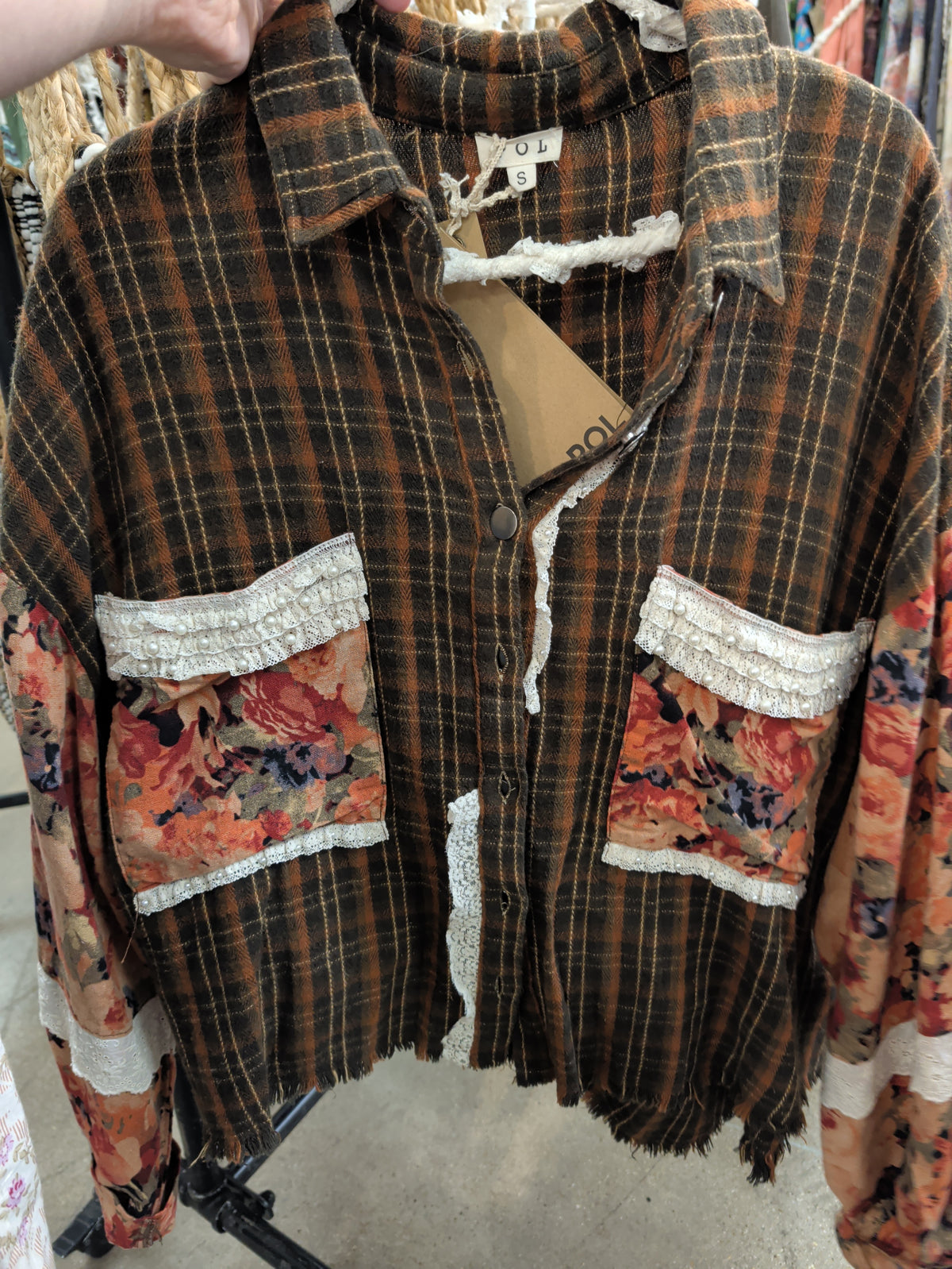 Pre Order POL Patchwork Button Front Shirt — SMT2899B