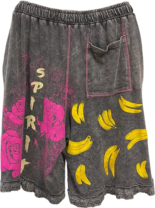I love Linen Gray Tiger banana Short -S/M