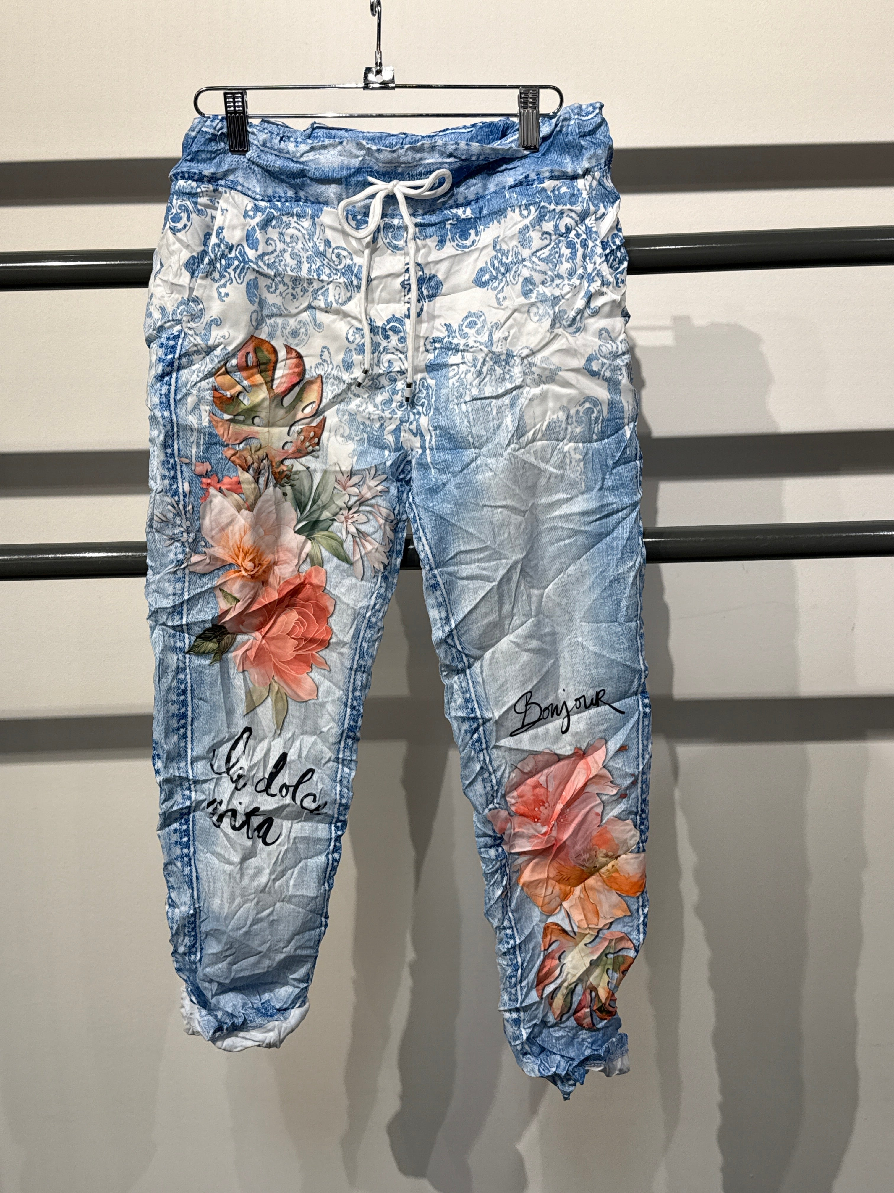 Gigi Moda Blue Jean Bonjour Crinkle Joggers