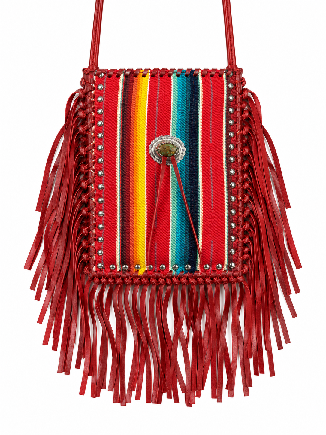 Red striped Kurtman fringe bag