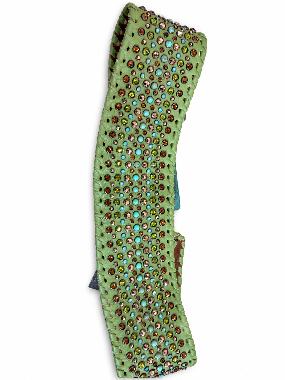 Sage & Sass jeweled green belt full embellishment detail