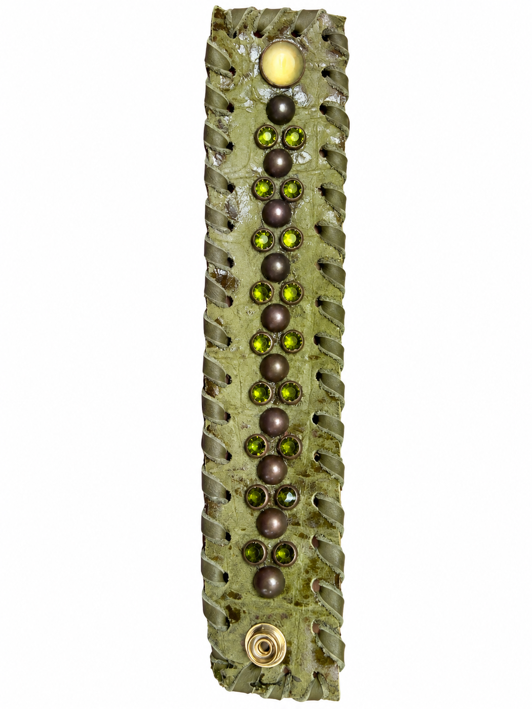 Olive / Dark Studs cuff with green faceted accents