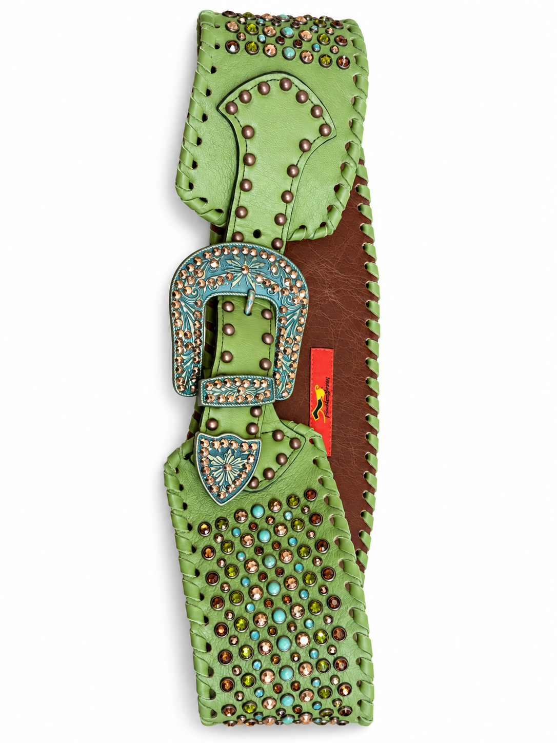 Sage & Sass jeweled green belt buckle view