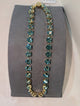 WaFa Aquamarine Necklace — faceted blue-green stones in gold-tone bezel settings