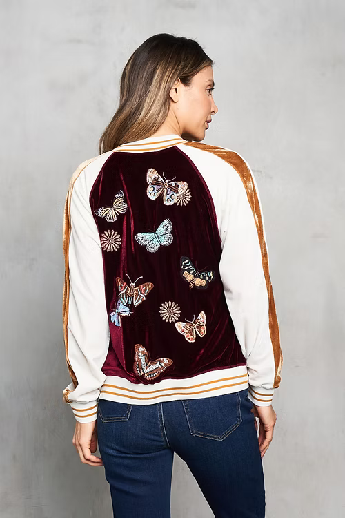 Paparazzi Embroidered Velvet Bball Jacket