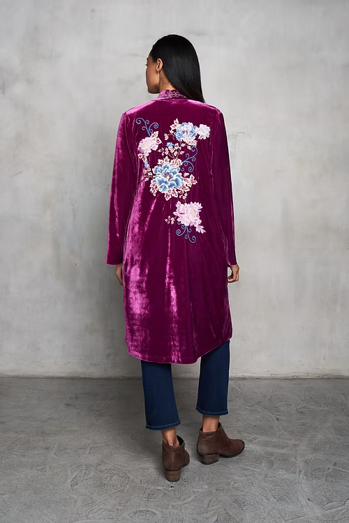 Paparazzi Velvet Embroidered Duster w/ Verona Print Lining