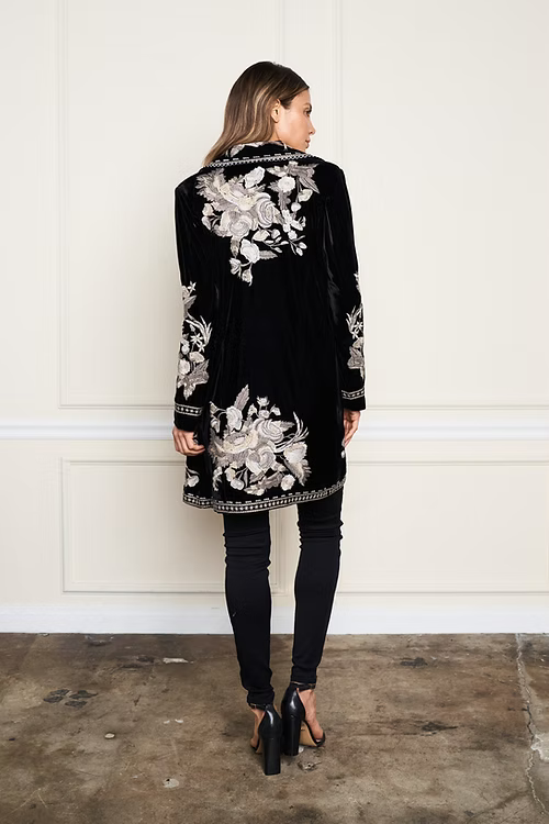 Paparazzi Embroidered Velvet Coat