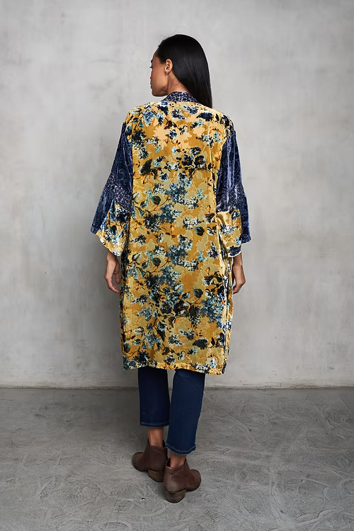 Paparazzi Mixed Velvet Burnout Open Front Kimono