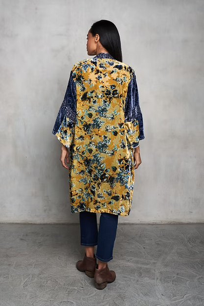 Paparazzi Mixed Velvet Burnout Open Front Kimono