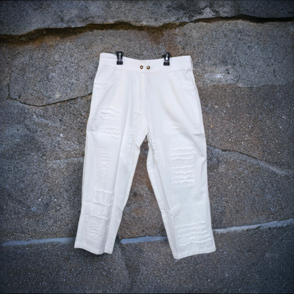 Distressed White Pants