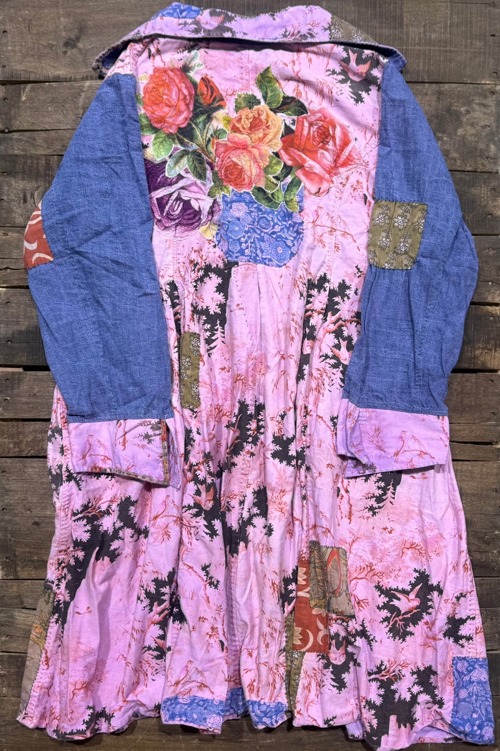 House of Jaded Gypsy The Poet’s Coat – Plum Patchwork Duster, back view