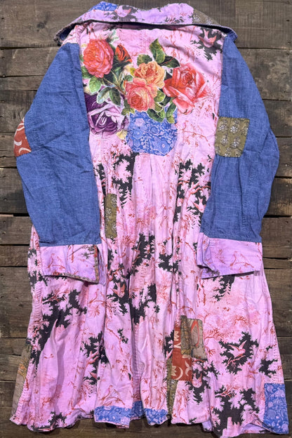 House of Jaded Gypsy The Poet’s Coat – Plum Patchwork Duster, back view