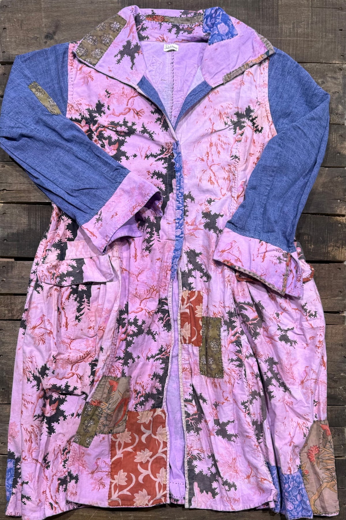 House of Jaded Gypsy The Poet’s Coat – Plum Patchwork Duster, front view