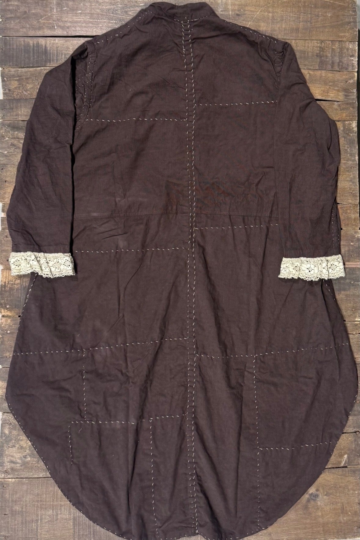 House of Jaded Gypsy Moonlit Manor reversible jacket, dark side back with contrast stitching and cream lace cuffs