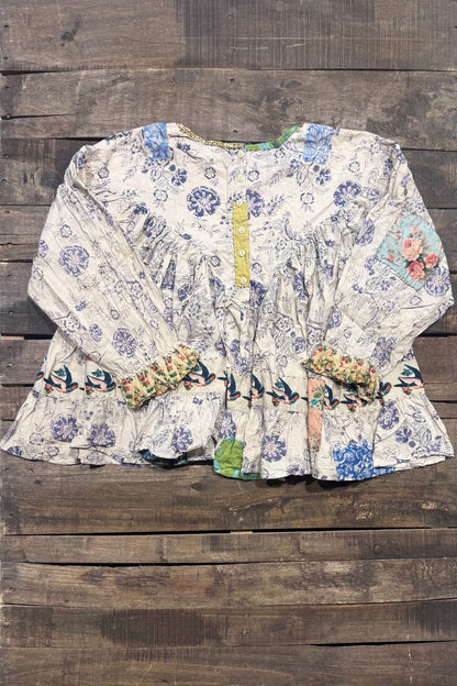 House of Jaded Gypsy Willow House Top – Violet Floral Patchwork, back view