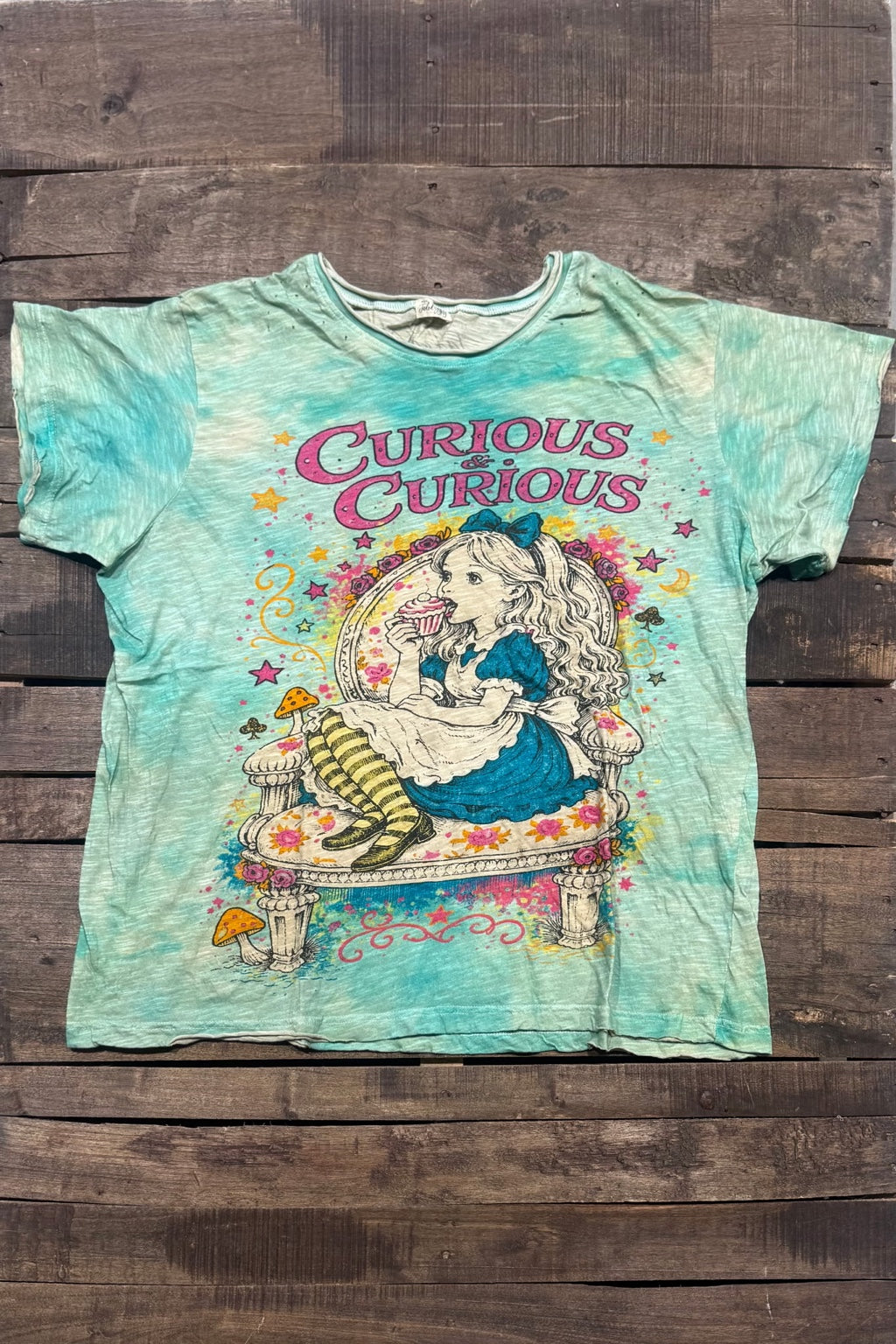 House of Jaded Gypsy Worn & Weathered Tee – Curious Graphic T-Shirt, front view