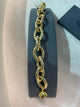 Wafa Gold Link Bracelet - chunky polished gold oval link chain bracelet with gold magnetic ball clasp