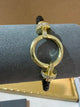 Pre Order Wafa Black Leather Gold Circle Bracelet